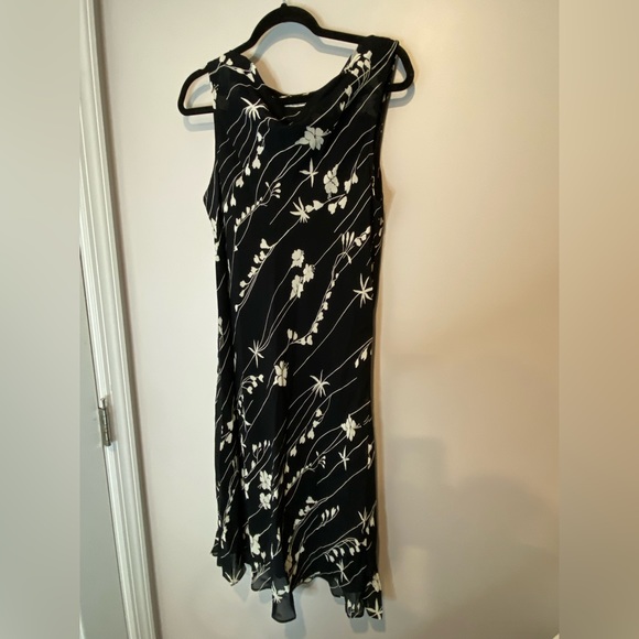 VTG Jones NY Black & White Floral Midi Dress Plus Size - Picture 3 of 7